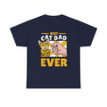 Marineblaues Shirt mit coolem Print: Der Spruch „Best Cat Dad Ever“ wird ergänzt durch eine Faust, die mit einer Comic-Katze abklatscht – witzig und liebevoll für alle Cat Dads.