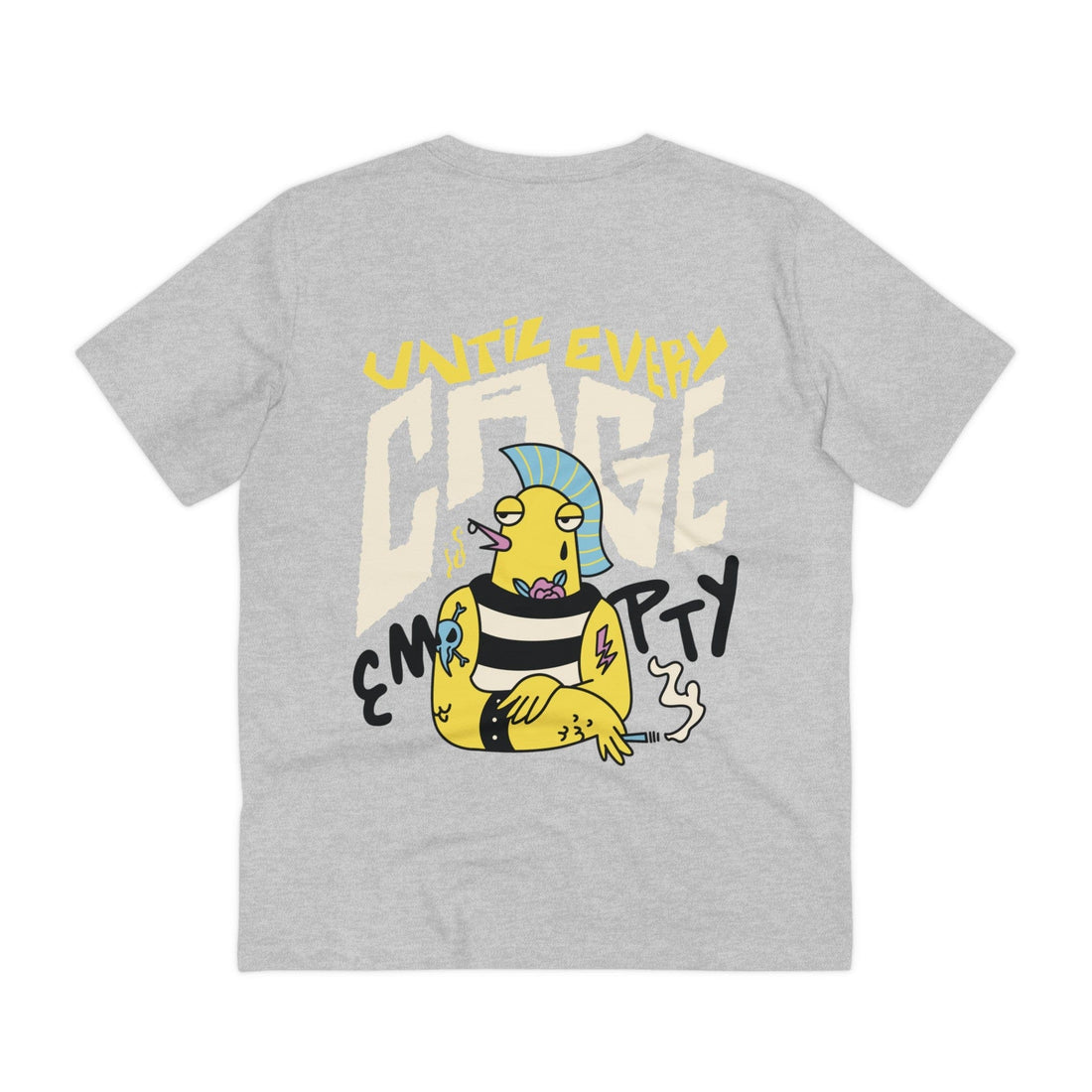Printify T-Shirt Heather Grey / 2XS Bird Until every cage empty - Punk Animals - Back Design