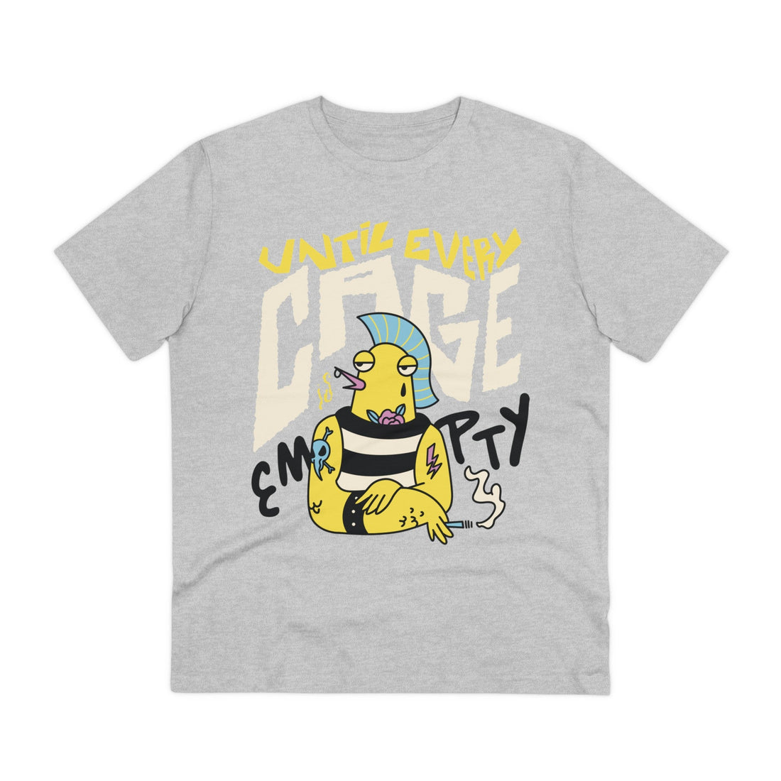 Printify T-Shirt Heather Grey / 2XS Bird Until every cage empty - Punk Animals - Front Design