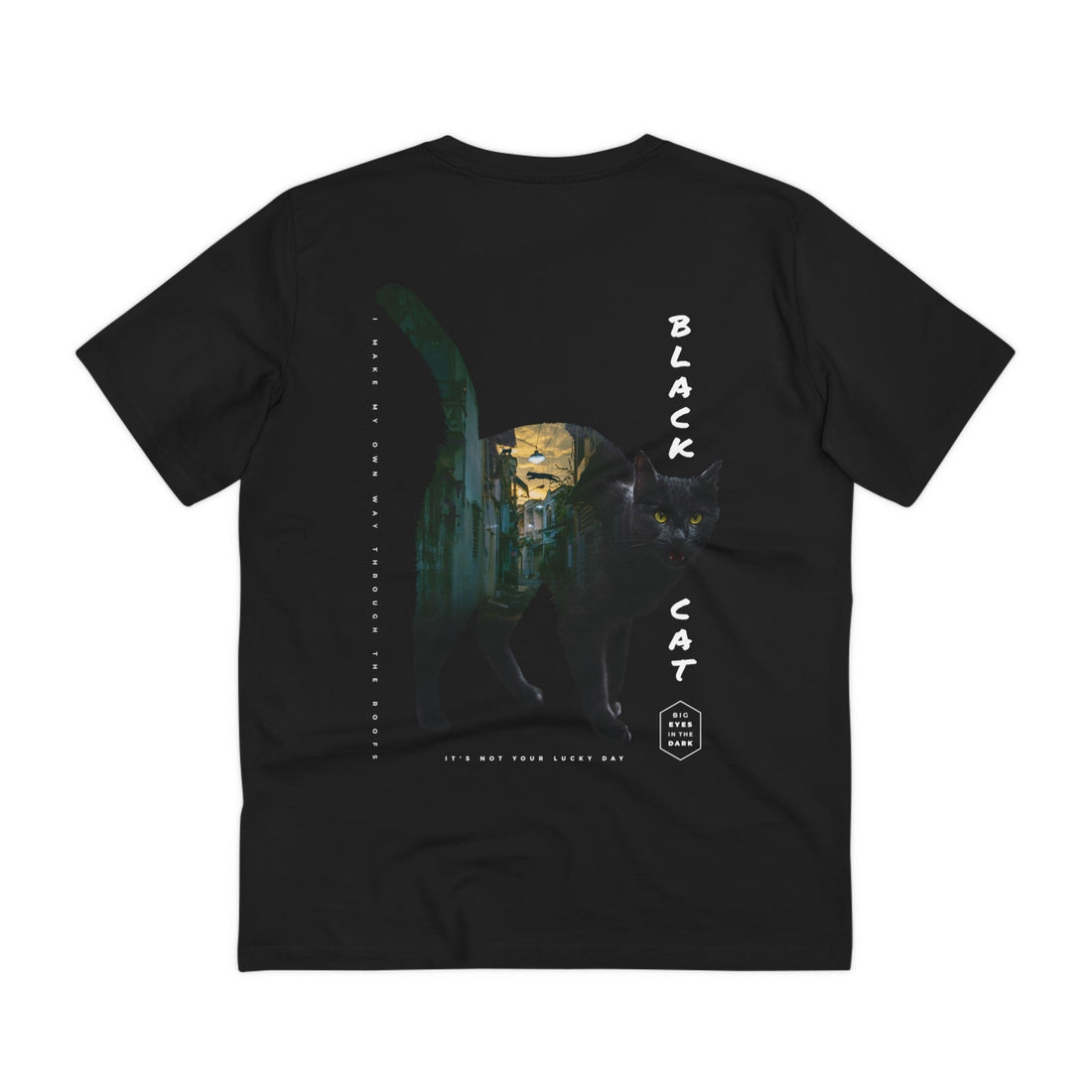 Printify T-Shirt Black / 2XS Black Cat - Exposure Streetwear - Back Design