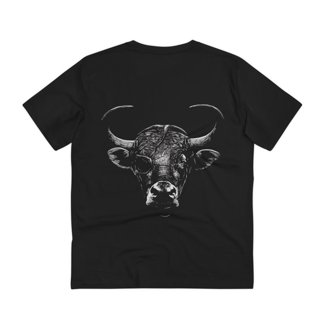 Printify T-Shirt Black / 2XS Bull Blindfold - Animals with Eye Patch - Back Design