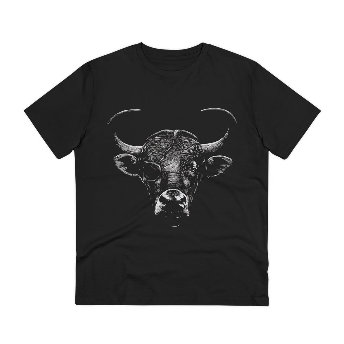 Printify T-Shirt Black / 2XS Bull Blindfold - Animals with Eye Patch - Front Design