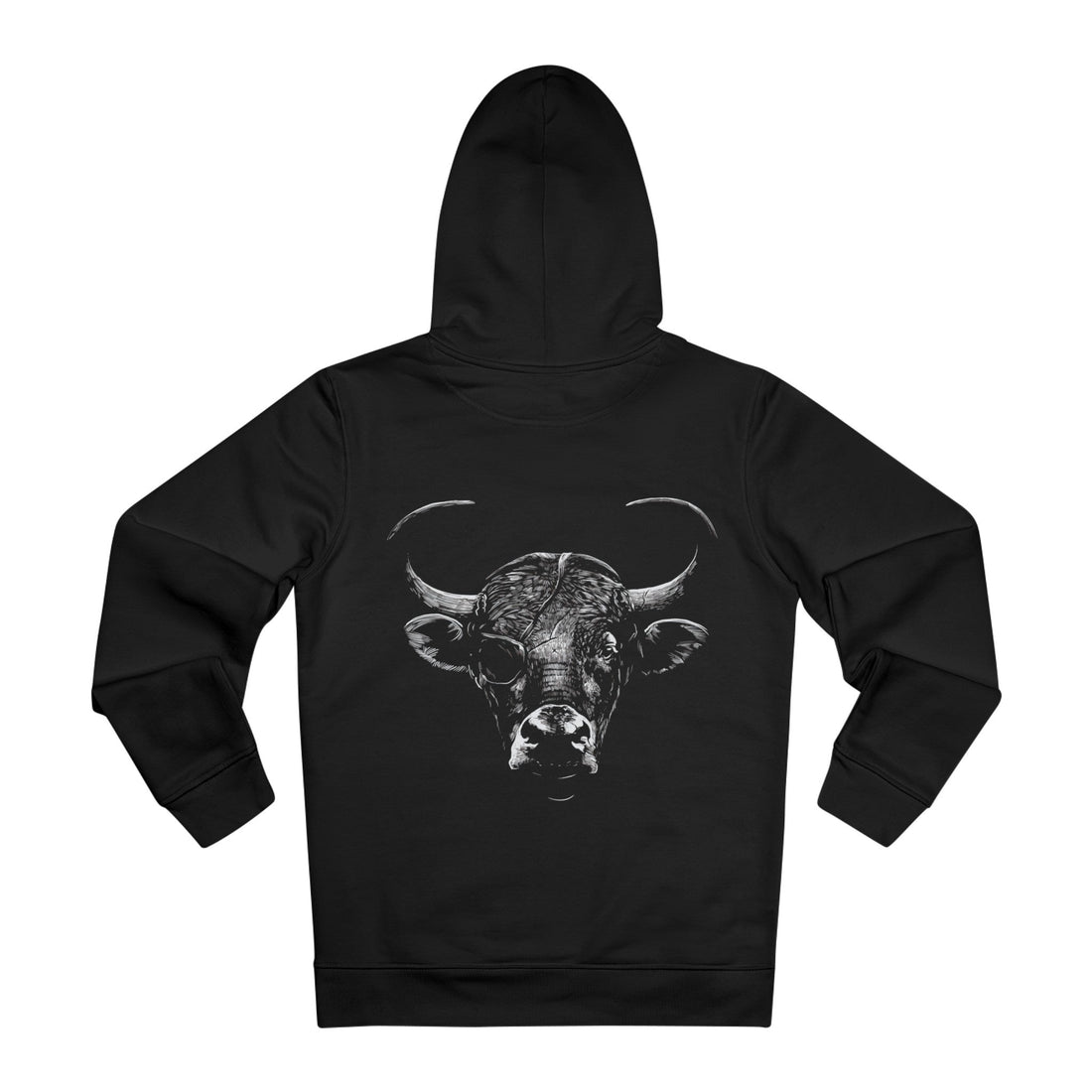 Printify Hoodie Black / M Bull Blindfold - Animals with Eye Patch - Hoodie - Back Design