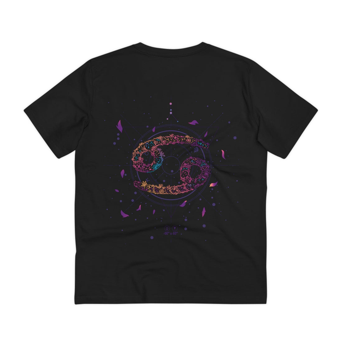 Printify T-Shirt Black / 2XS Cancer Zodiac - Floral Zodiac Signs - Back Design