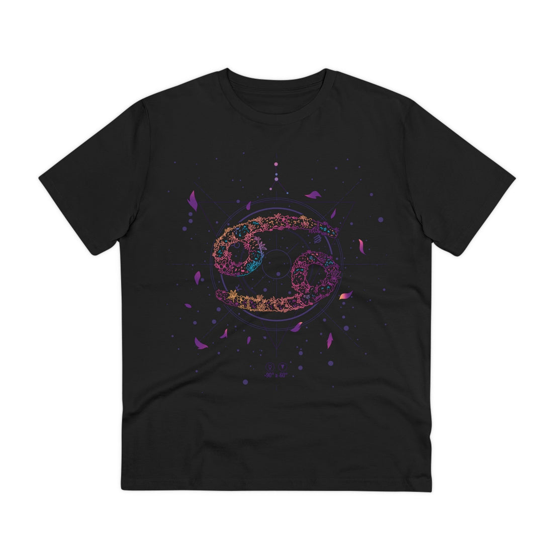 Printify T-Shirt Black / 2XS Cancer Zodiac - Floral Zodiac Signs - Front Design