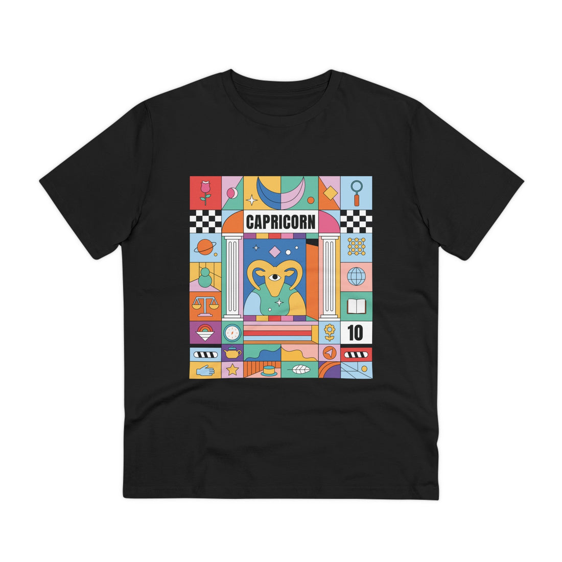 Printify T-Shirt Black / 2XS Capricorn - Colorful Zodiac - Front Design