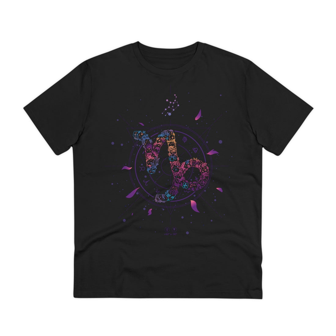 Printify T-Shirt Black / 2XS Capricorn Zodiac - Floral Zodiac Signs - Front Design