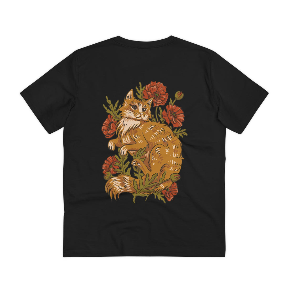 Printify T-Shirt Black / 2XS Cat - Animals in Nature - Back Design