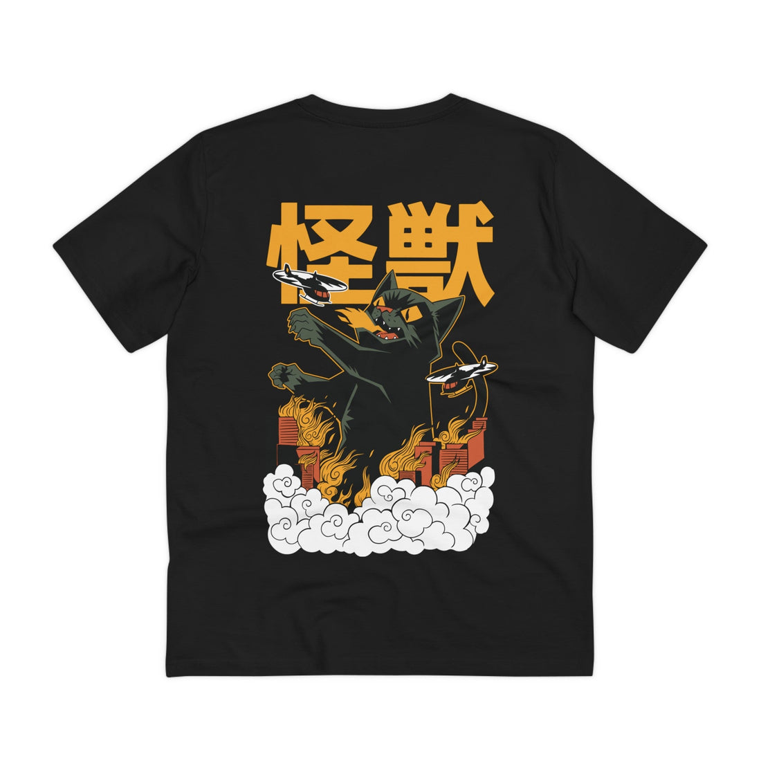 Printify T-Shirt Black / 2XS Cat Japanese Creature - Kaiju Monster - Back Design