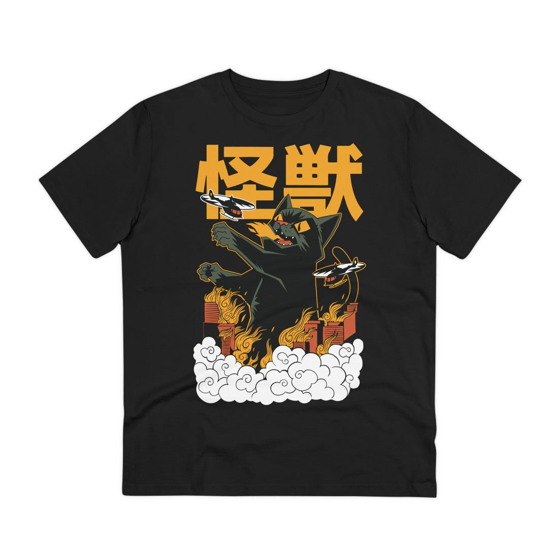 Printify T-Shirt Black / 2XS Cat Japanese Creature - Kaiju Monster - Front Design