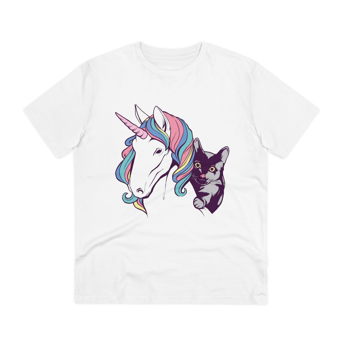 Printify T-Shirt White / 2XS Cat & Unicorn - Unicorn World - Front Design
