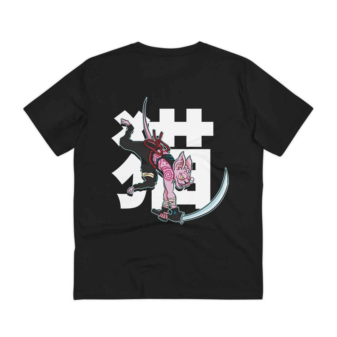 Printify T-Shirt Black / 2XS Cat - Warrior Animals - Back Design