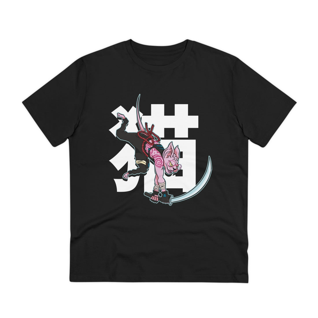 Printify T-Shirt Black / 2XS Cat - Warrior Animals - Front Design