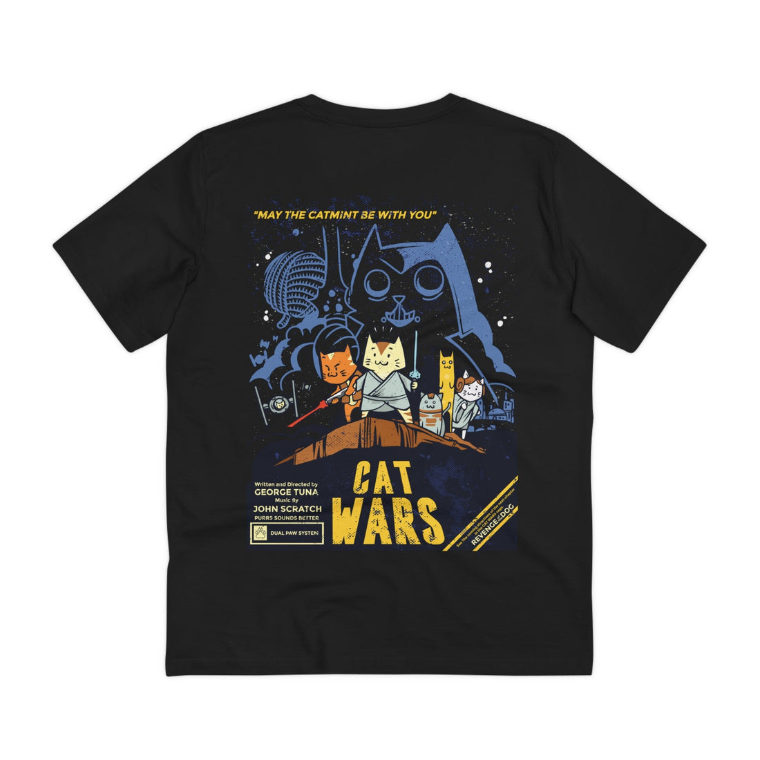 Printify T-Shirt Black / 2XS Cat Wars - Film Parodie - Back Design