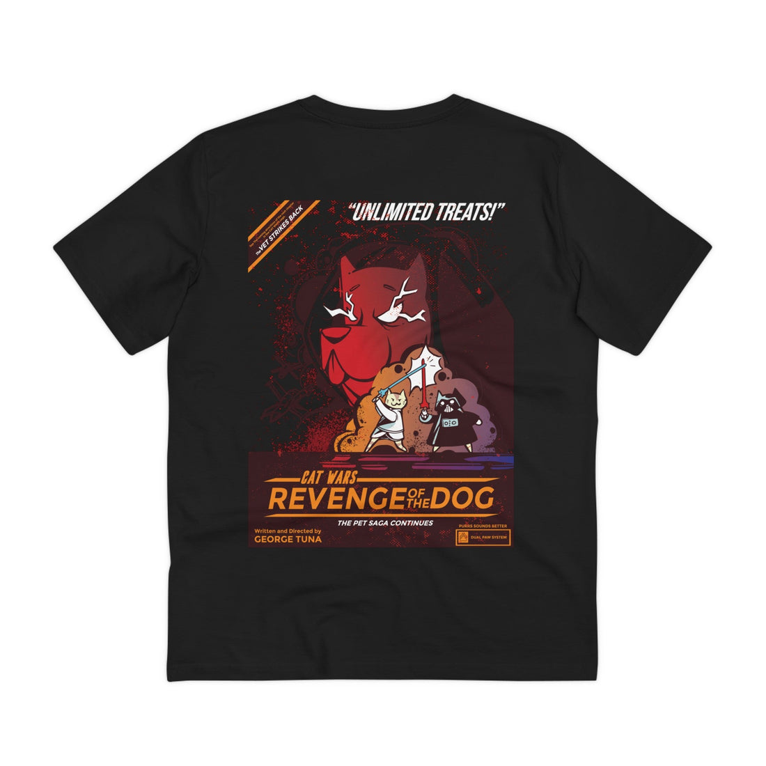 Printify T-Shirt Black / 2XS Cat Wars Revenge of the Dog - Film Parodie - Back Design