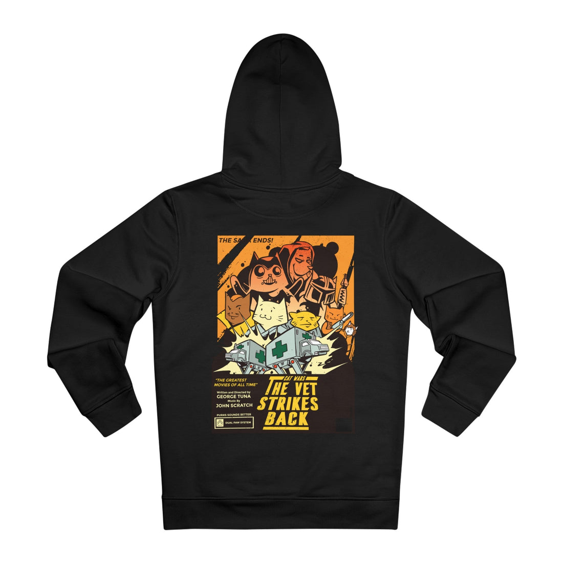 Printify Hoodie Black / M Cat Wars the vet strikes back - Film Parodie - Hoodie - Back Design