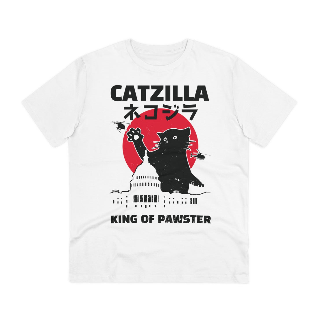Printify T-Shirt White / 2XS Catzilla King of Pawster - Anime World - Front Design