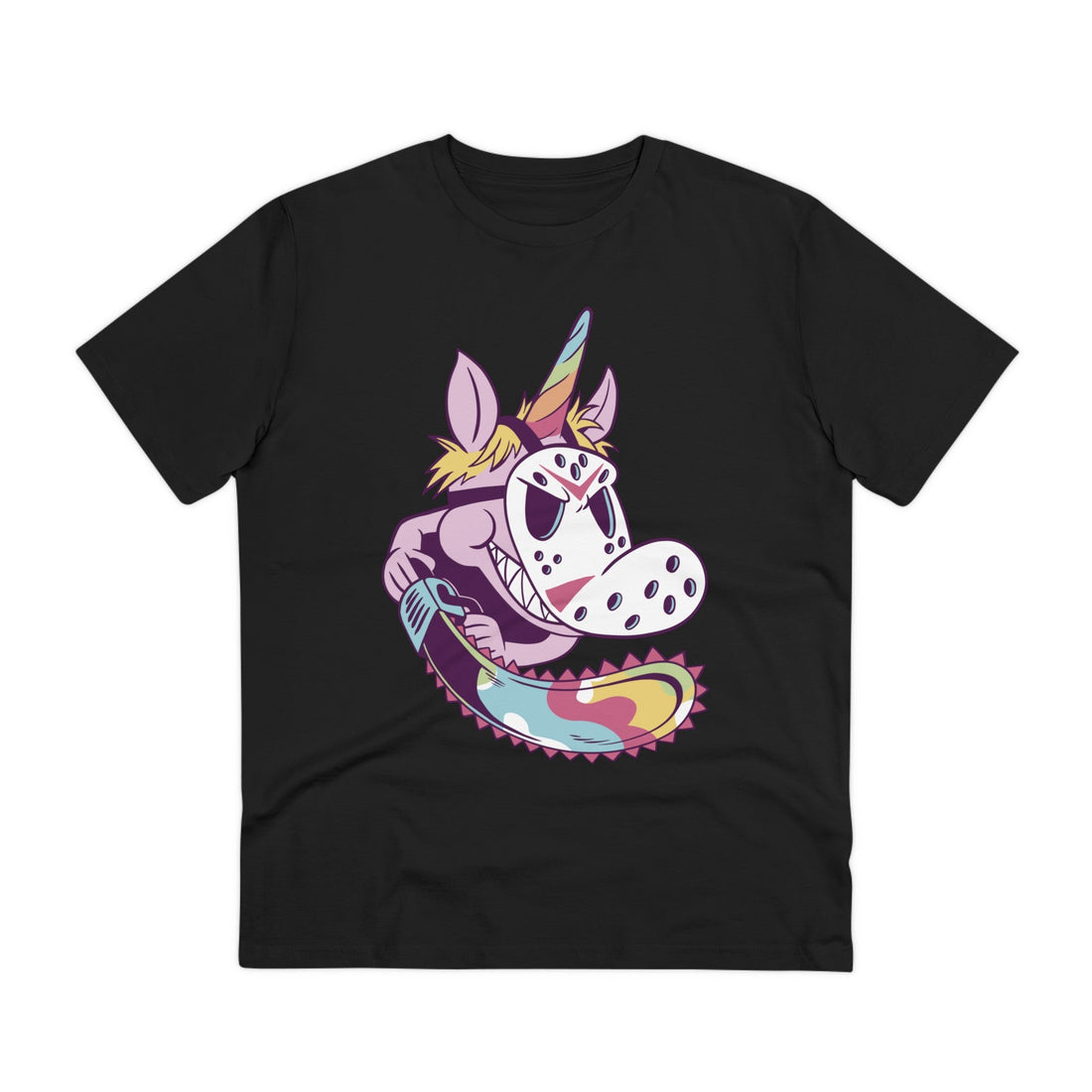 Printify T-Shirt Black / 2XS Chainsaw Unicorn - Unicorn World - Front Design