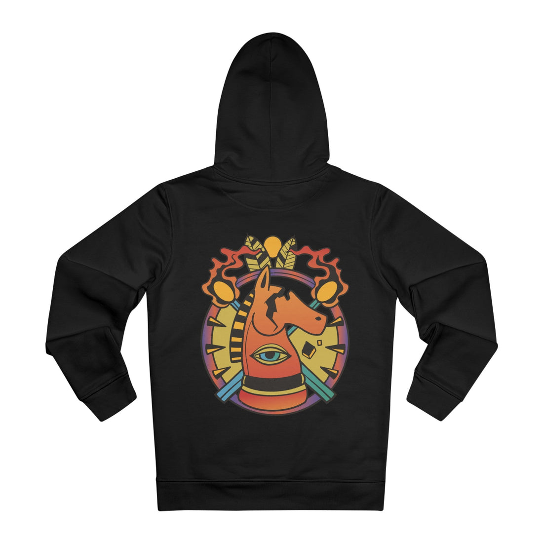 Printify Hoodie Black / M Cheese Horse - Old School Tattoo - Hoodie - Back Design