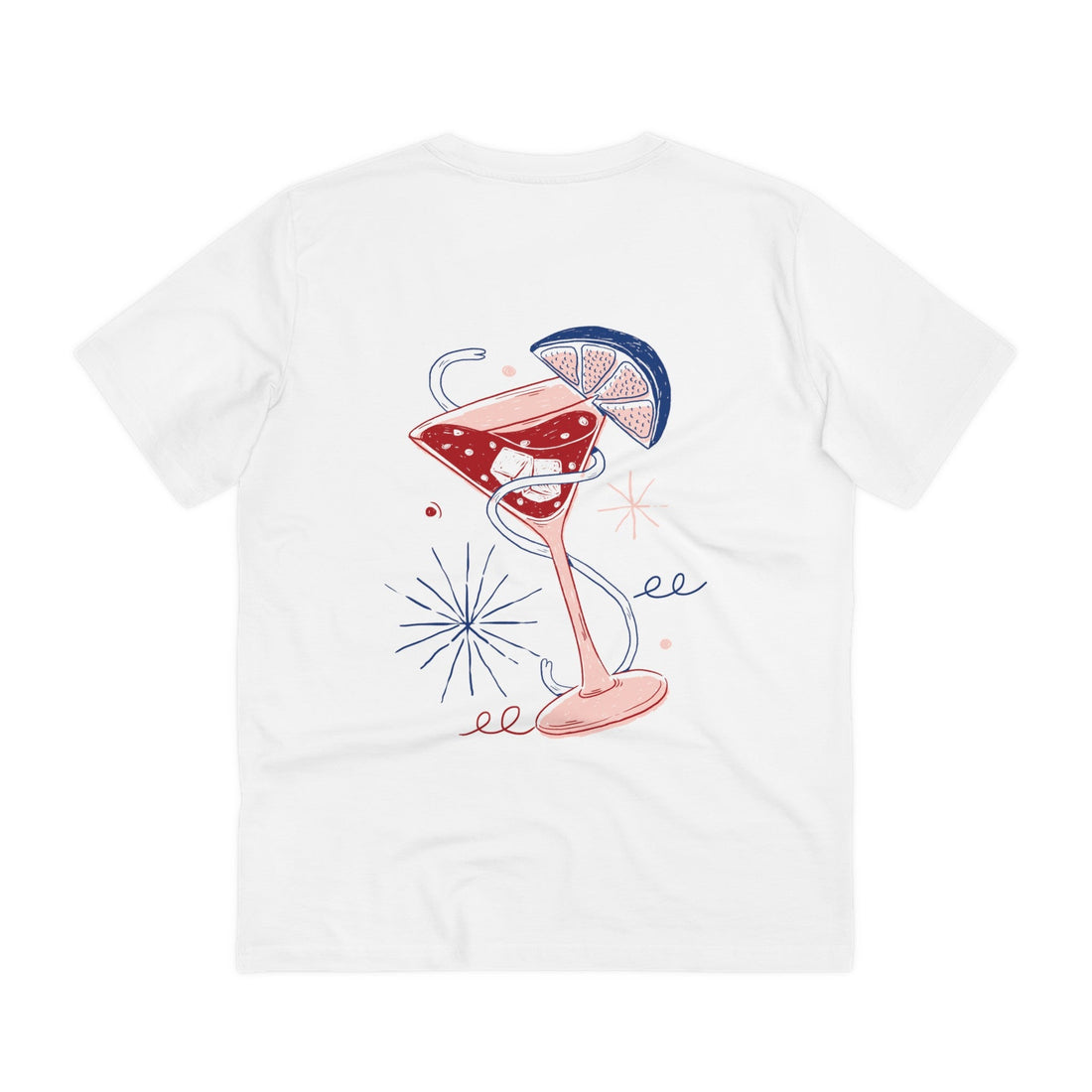 Printify T-Shirt White / 2XS Cocktail Drink - Retro Doodled Food - Back Design