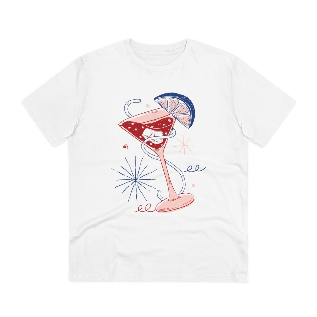 Printify T-Shirt White / 2XS Cocktail Drink - Retro Doodled Food - Front Design