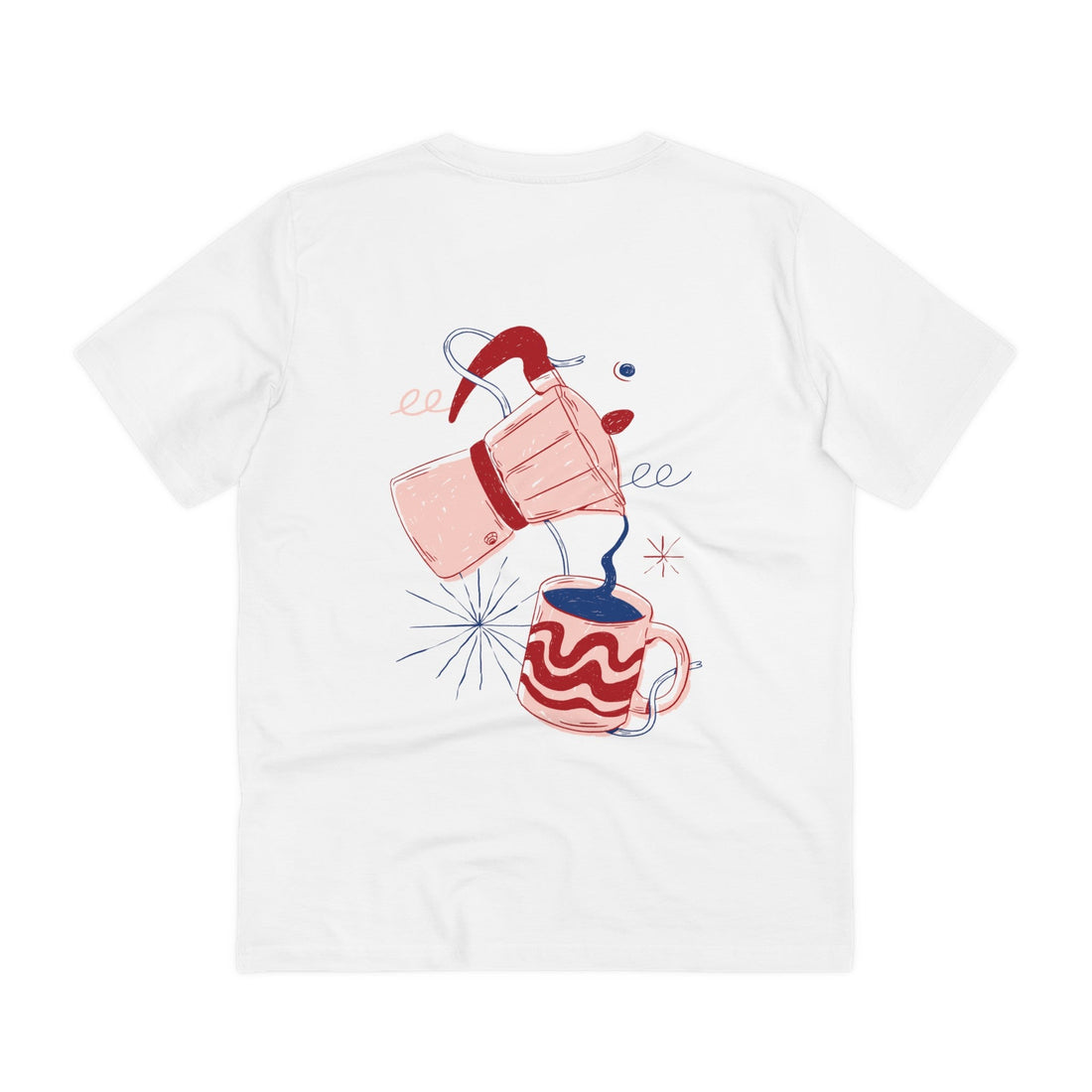 Printify T-Shirt White / 2XS Coffee Drink - Retro Doodled Food - Back Design