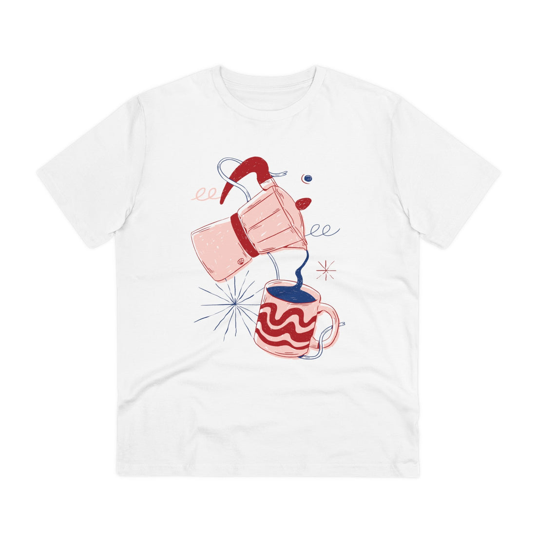 Printify T-Shirt White / 2XS Coffee Drink - Retro Doodled Food - Front Design
