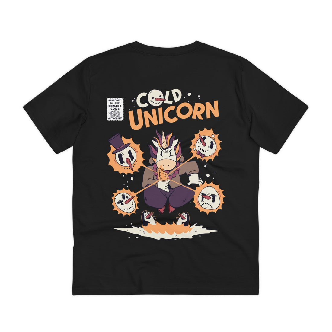 Printify T-Shirt Black / 2XS Cold Magician Unicorn - Unicorn World - Back Design