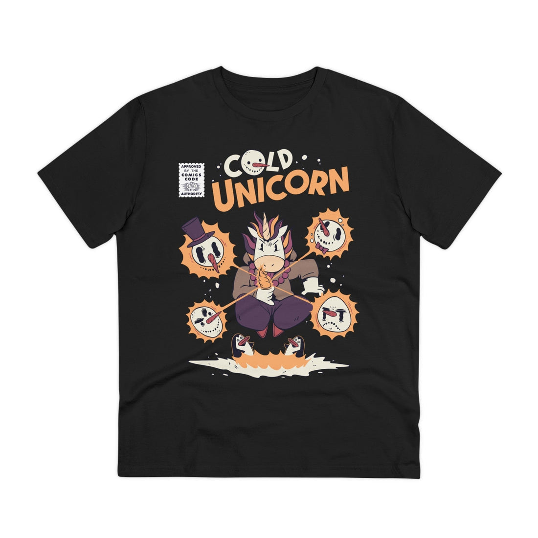 Printify T-Shirt Black / 2XS Cold Magician Unicorn - Unicorn World - Front Design