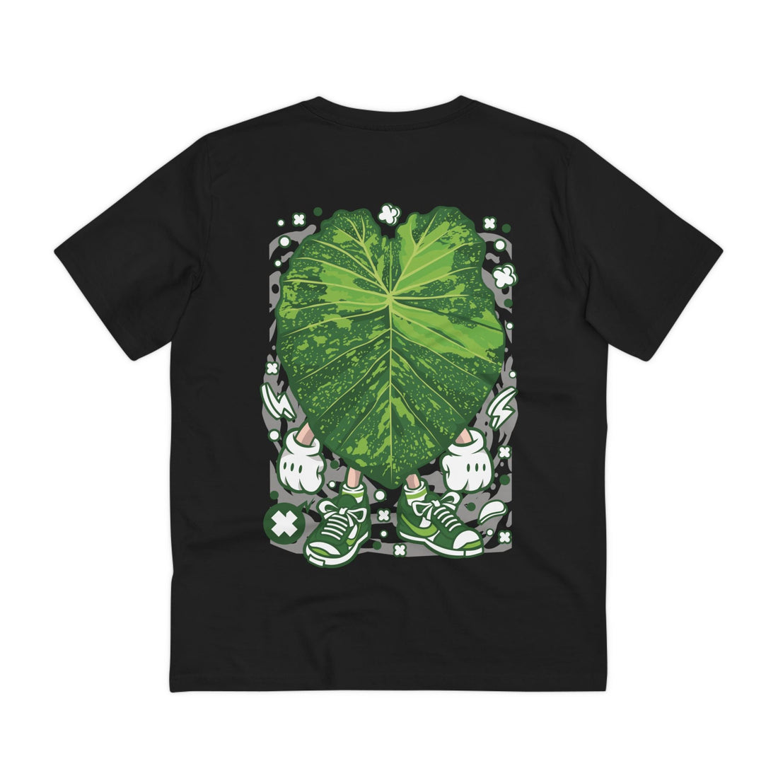 Printify T-Shirt Black / 2XS Colosasia Lime Gecko - Cartoon Plants - Back Design