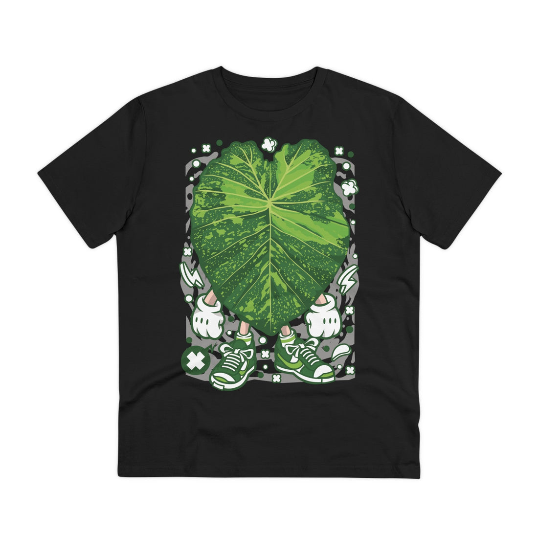 Printify T-Shirt Black / 2XS Colosasia Lime Gecko - Cartoon Plants - Front Design