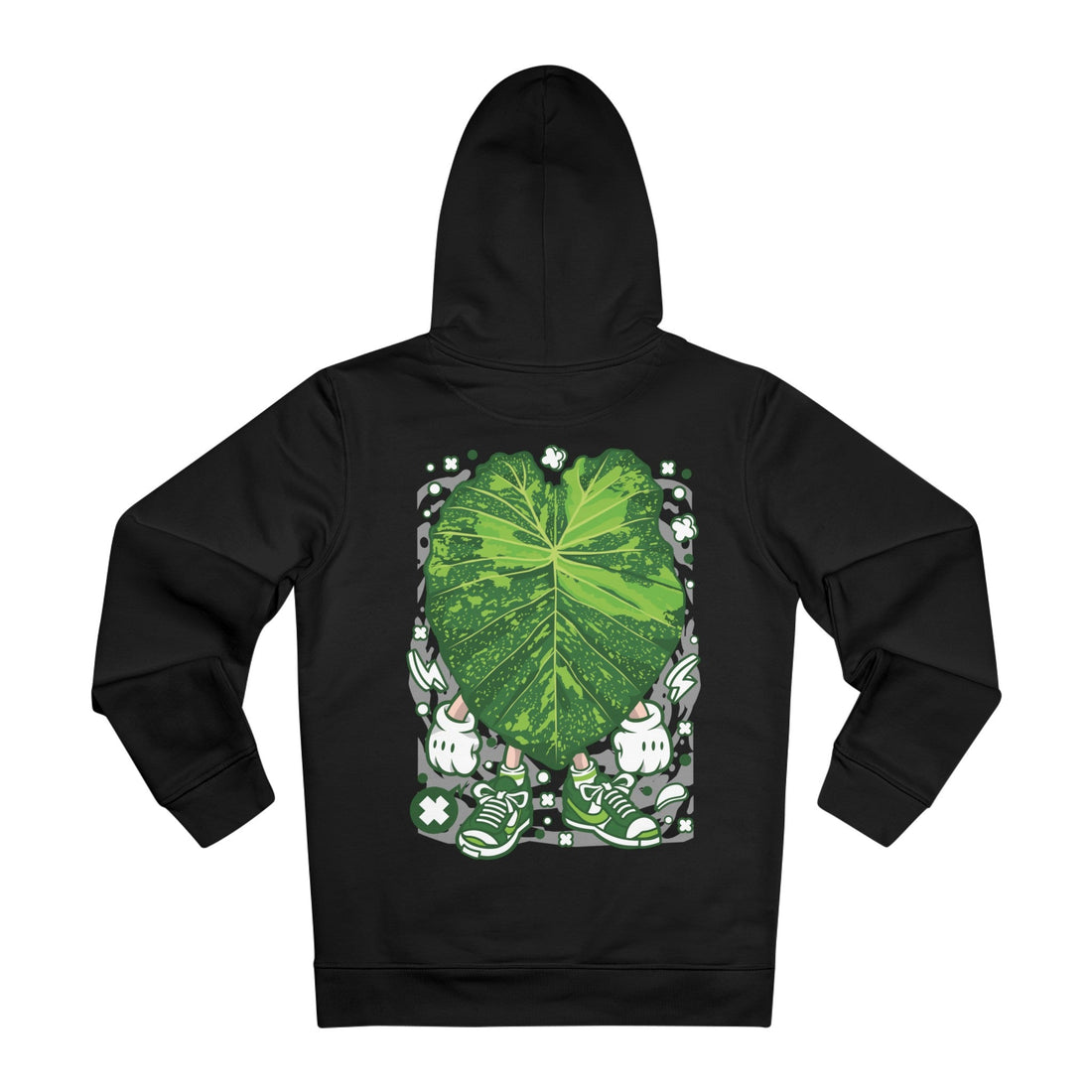 Printify Hoodie Black / 2XL Colosasia Lime Gecko - Cartoon Plants - Hoodie - Back Design