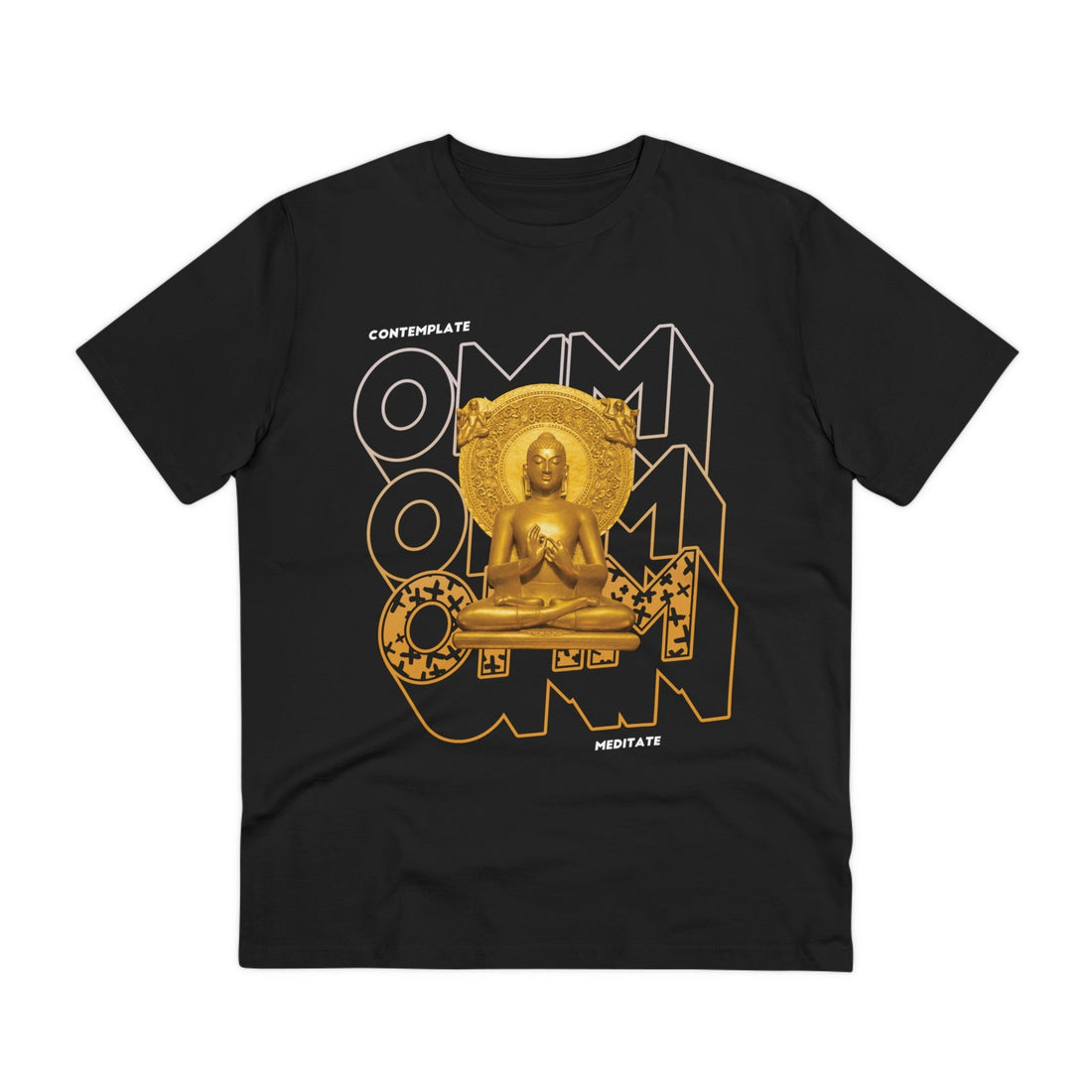 Printify T-Shirt Black / 2XS Contemplate Omm Meditate - Streetwear - Reality Check - Front Design