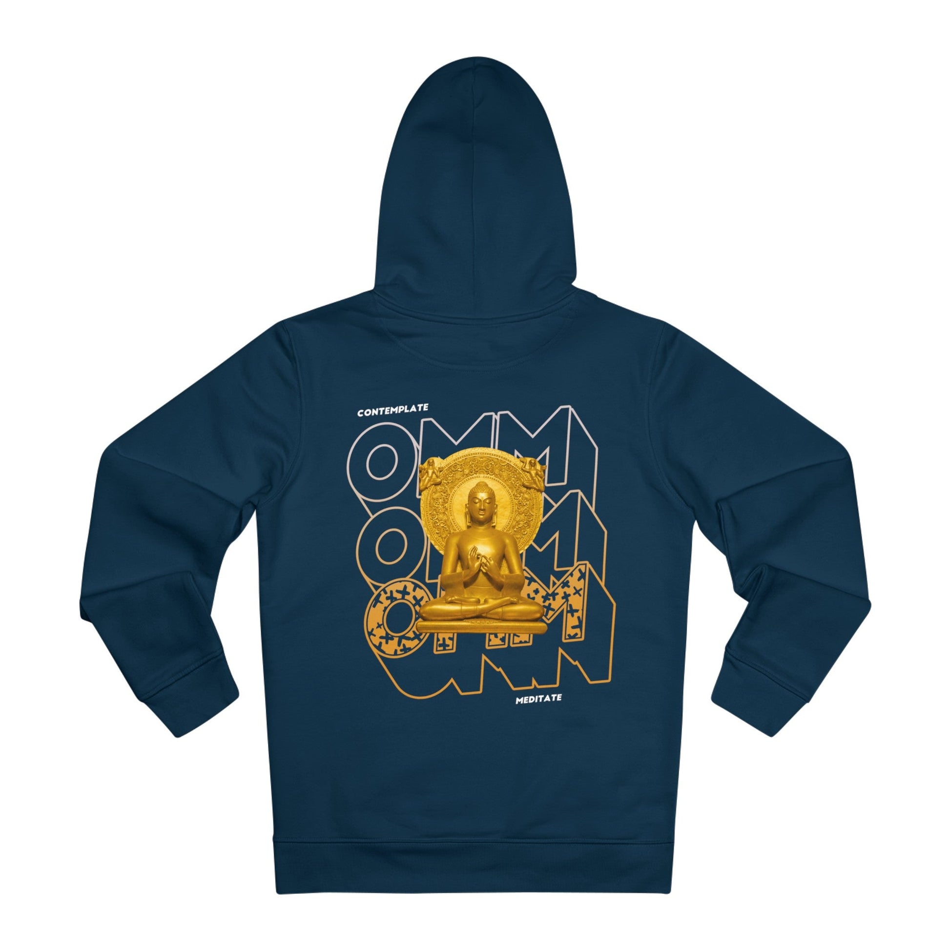 Printify Hoodie French Navy / S Contemplate Omm Meditate - Streetwear - Reality Check - Hoodie - Back Design