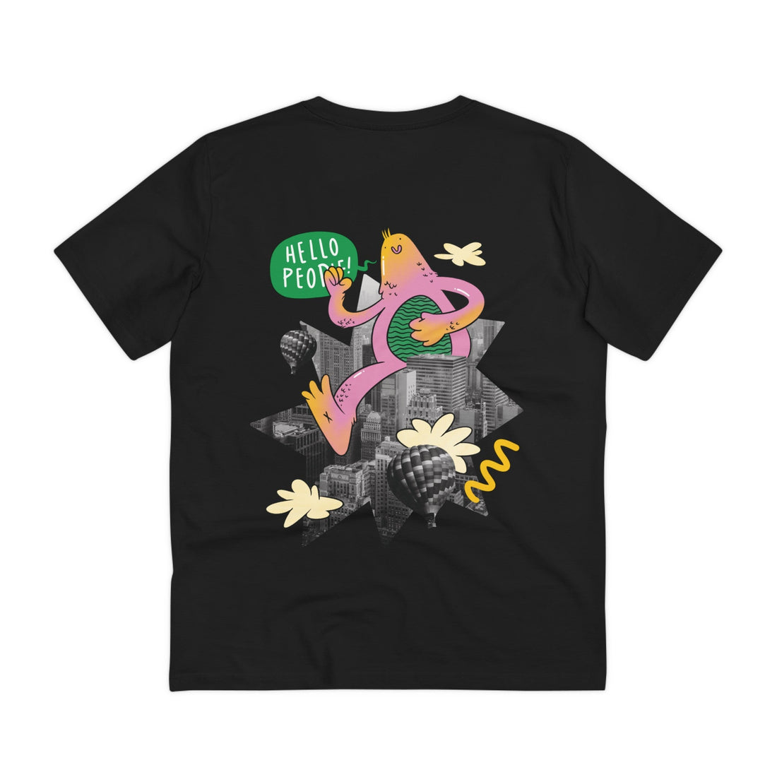 Printify T-Shirt Black / 2XS Cool friendly Monster - Giants in City - Back Design