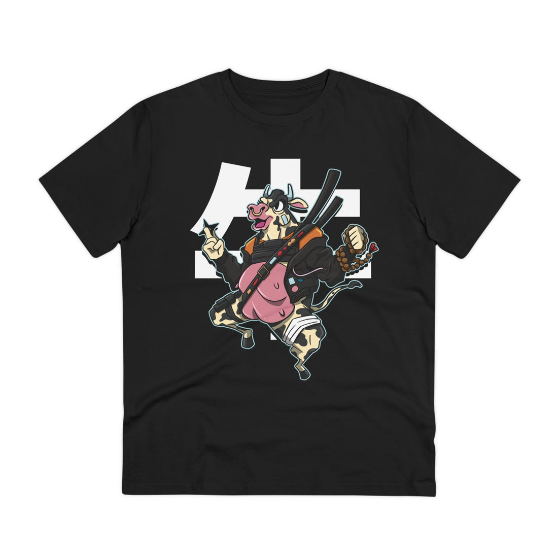 Printify T-Shirt Black / 2XS Cow - Warrior Animals - Front Design