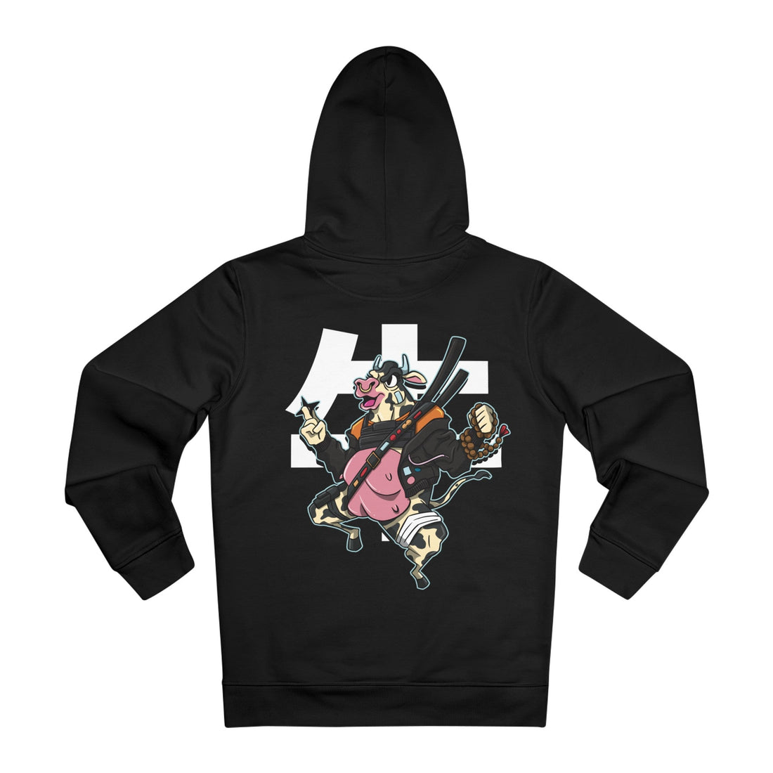 Printify Hoodie Black / M Cow - Warrior Animals - Hoodie - Back Design