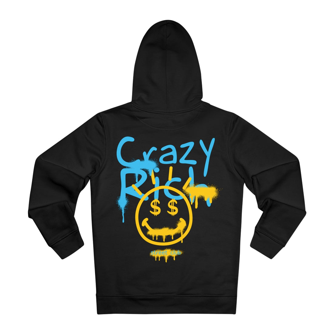 Printify Hoodie Black / 2XL Crazy Rich Smile - Streetwear - Joker - Hoodie - Back Design