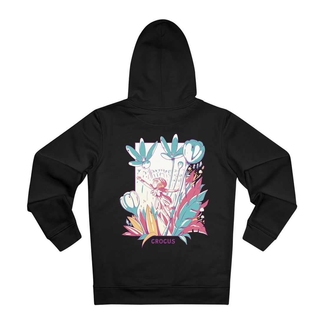 Printify Hoodie Black / M Crocus - Flowers with Fairies - Hoodie - Back Design
