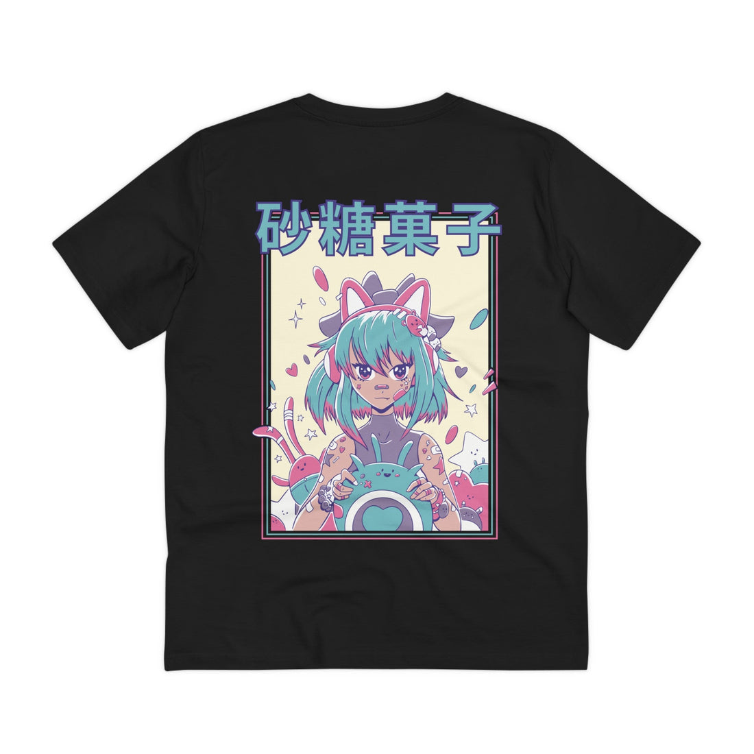 Printify T-Shirt Black / 2XS Cute Anime Gamer Girl - Harajuku Anime Girl - Back Design