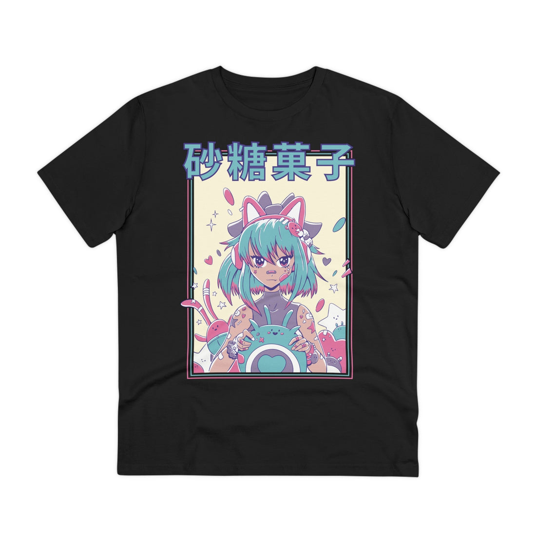 Printify T-Shirt Black / 2XS Cute Anime Gamer Girl - Harajuku Anime Girl - Front Design