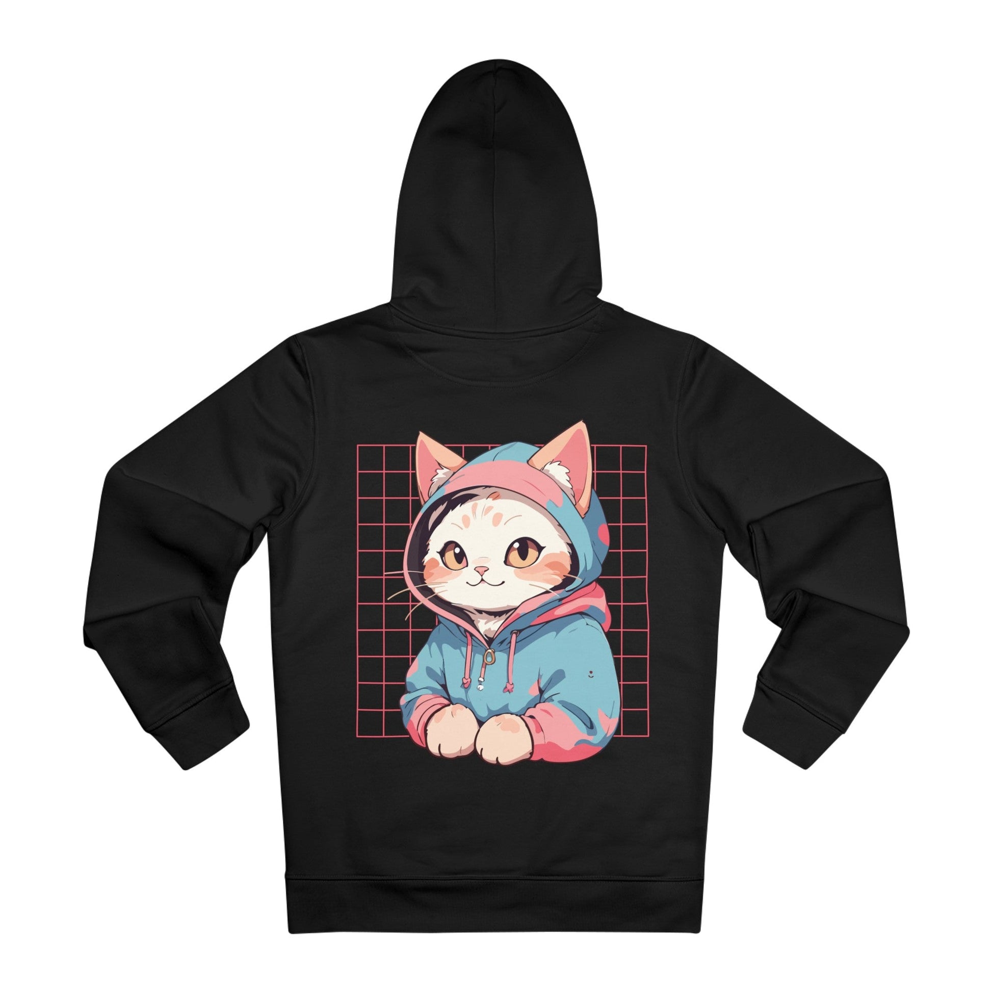 Printify Hoodie Black / 2XL Cute Cat with Hoodie - Anime World - Hoodie - Back Design