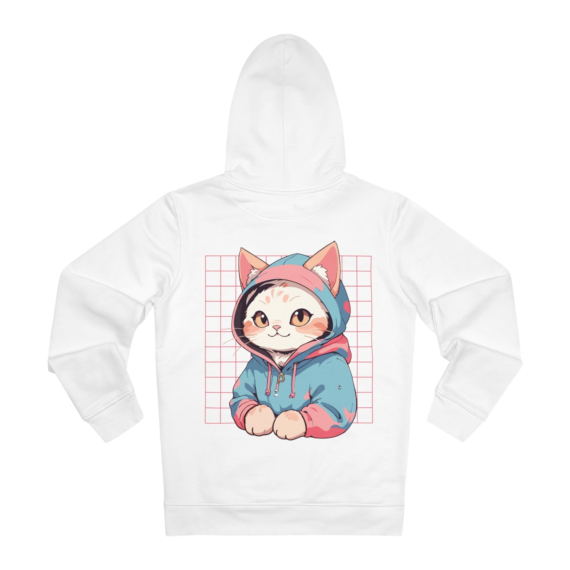 Printify Hoodie White / S Cute Cat with Hoodie - Anime World - Hoodie - Back Design