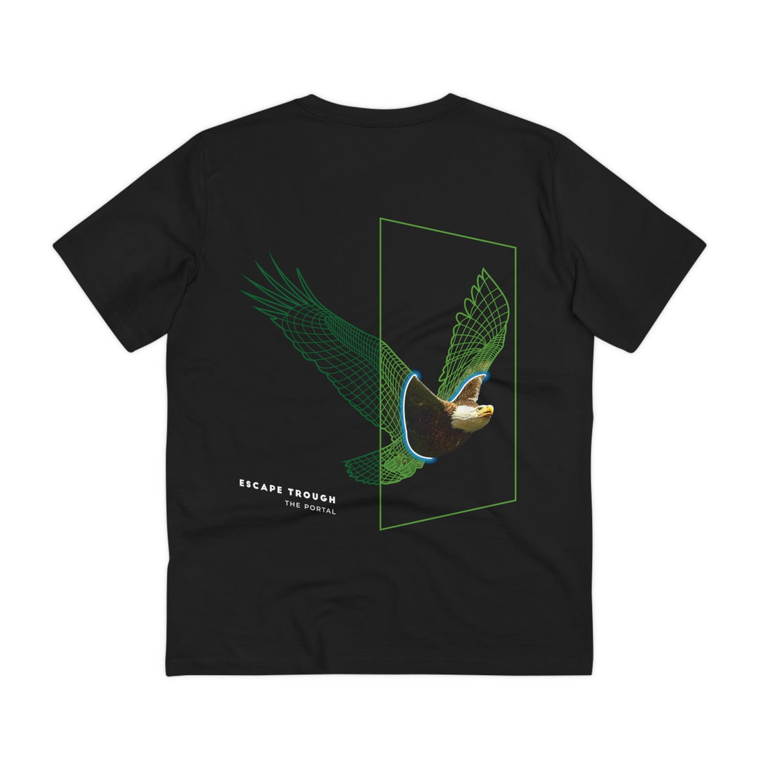 Printify T-Shirt Black / 2XS Cyber Eagle Wireframe - Portal Animals - Back Design