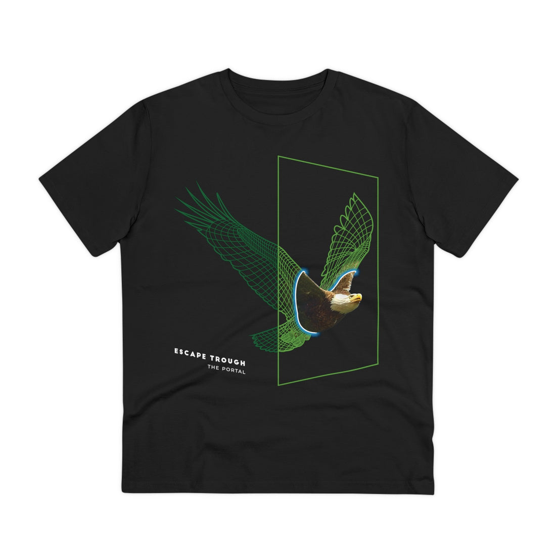 Printify T-Shirt Black / 2XS Cyber Eagle Wireframe - Portal Animals - Front Design