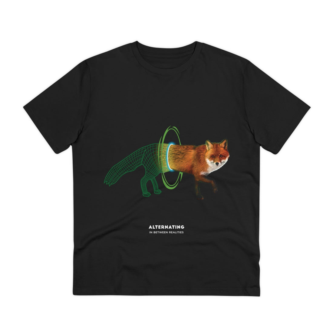 Printify T-Shirt Black / 2XS Cyber Fox Wireframe - Portal Animals - Front Design