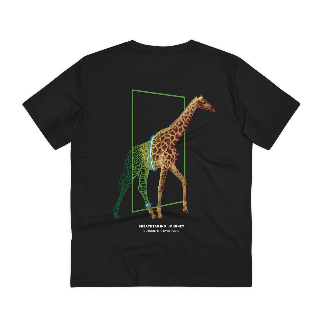Printify T-Shirt Black / 2XS Cyber Giraffe Wireframe - Portal Animals - Back Design