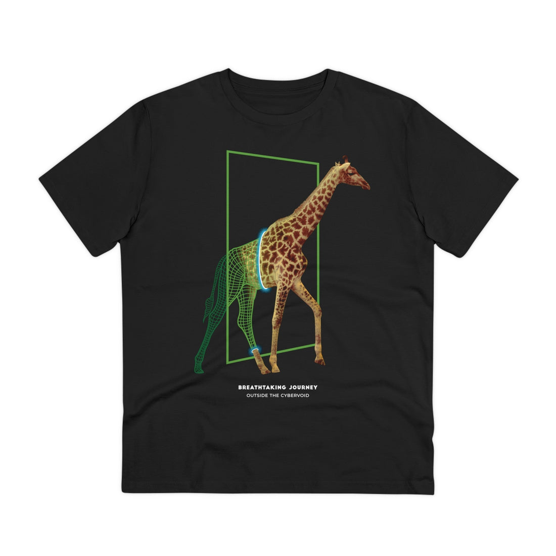 Printify T-Shirt Black / 2XS Cyber Giraffe Wireframe - Portal Animals - Front Design