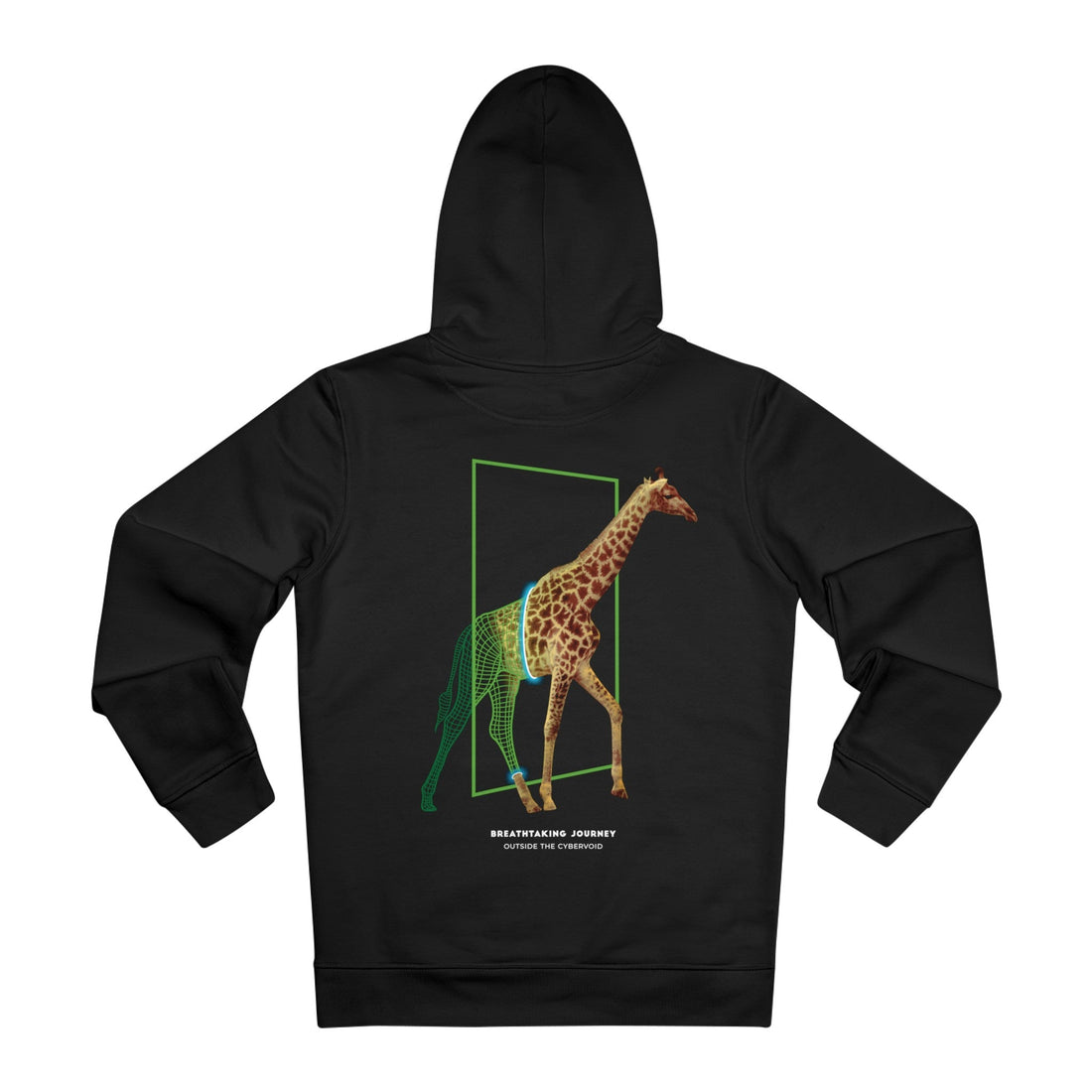 Printify Hoodie Black / M Cyber Giraffe Wireframe - Portal Animals - Hoodie - Back Design