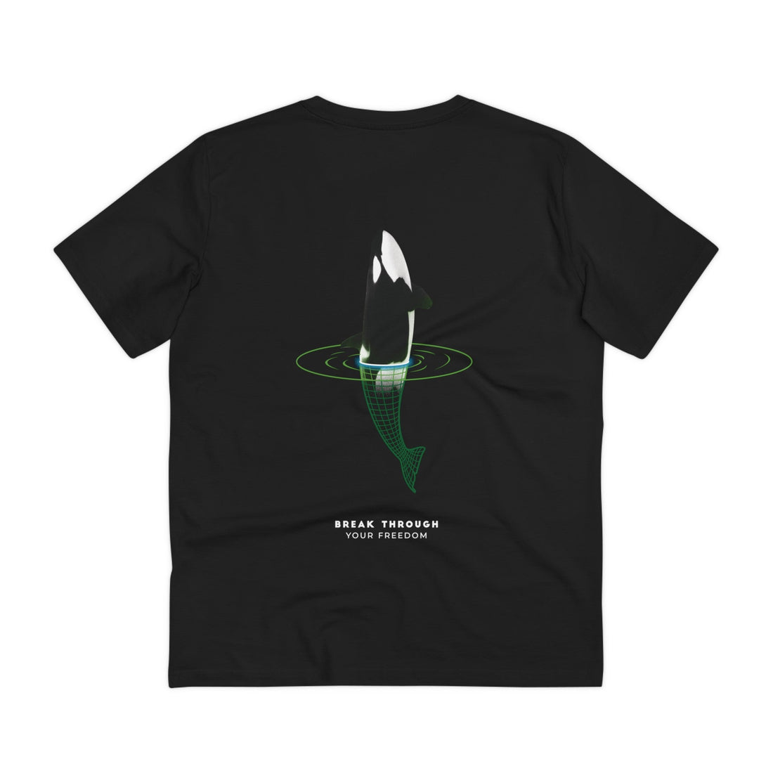 Printify T-Shirt Black / 2XS Cyber Whale Sea Wireframe - Portal Animals - Back Design